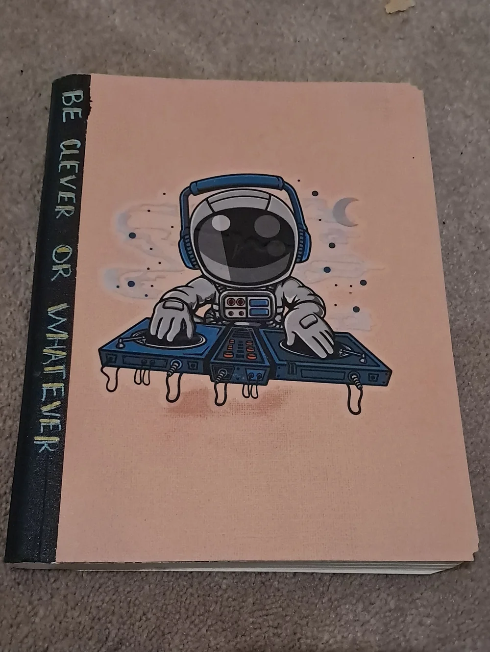Handmade Astronaut DJ Graphic Notebook - Peach Cover